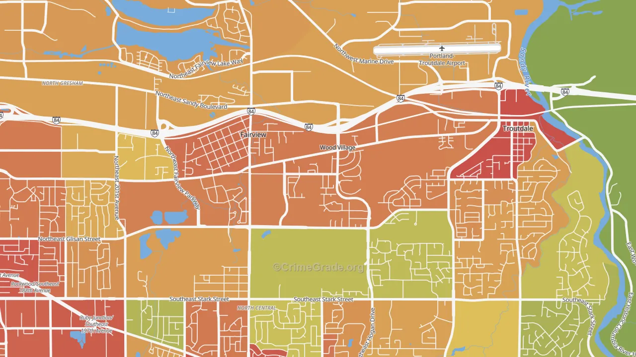 Wood Village, OR Map of Vandalism Rates