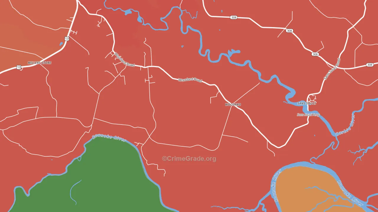 Woodard, NC Map of Vandalism Rates