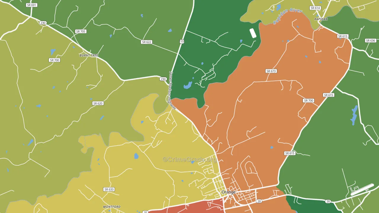 Woodberry Forest, VA Map of Vandalism Rates