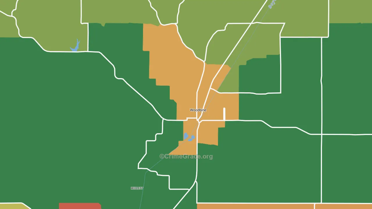 Woodbine, IA Map of Vandalism Rates