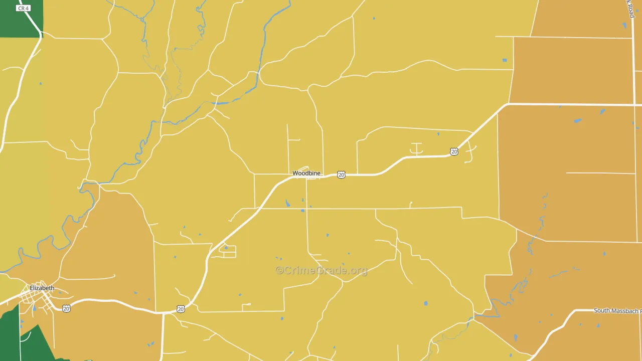 Woodbine, IL Map of Vandalism Rates