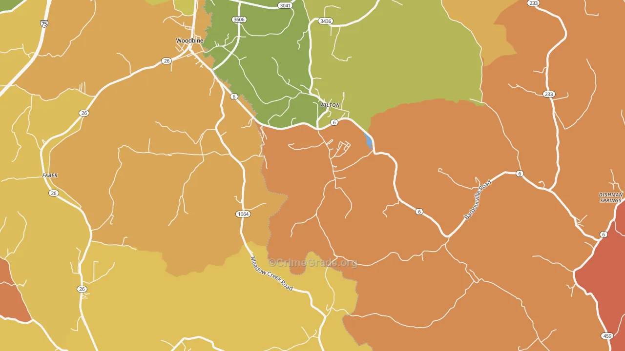 Woodbine, KY Map of Vandalism Rates