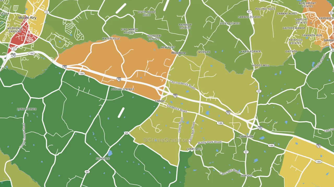 Woodbine, MD Map of Vandalism Rates