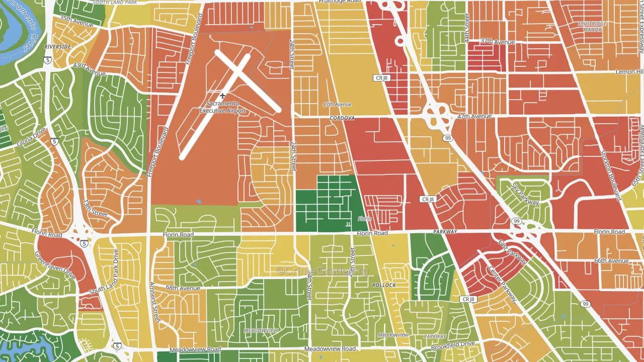 Woodbine, Sacramento, CA Map of Vandalism Rates