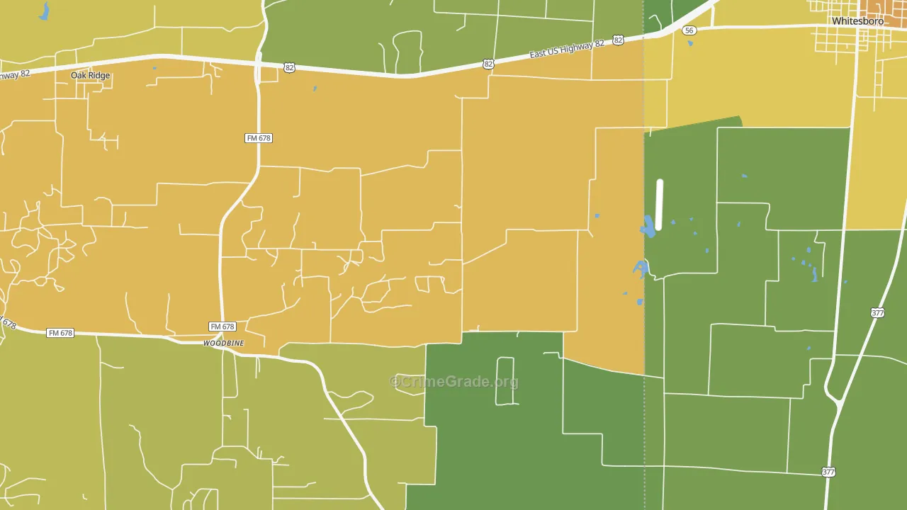 Woodbine, TX Map of Vandalism Rates