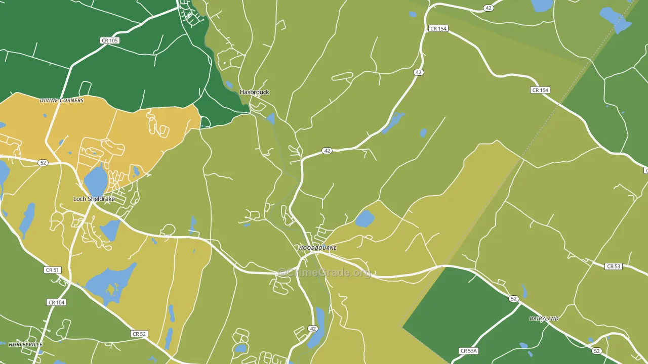 Woodbourne, NY Map of Vandalism Rates