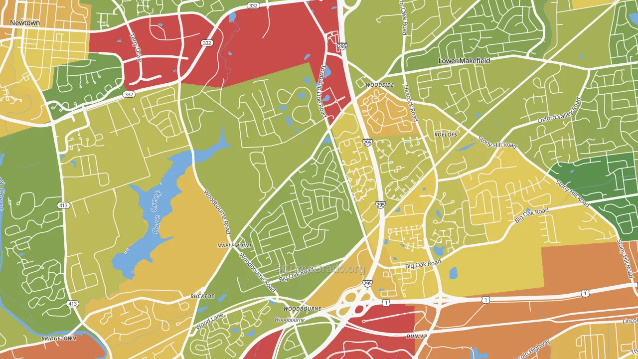 Woodbourne, PA Map of Vandalism Rates