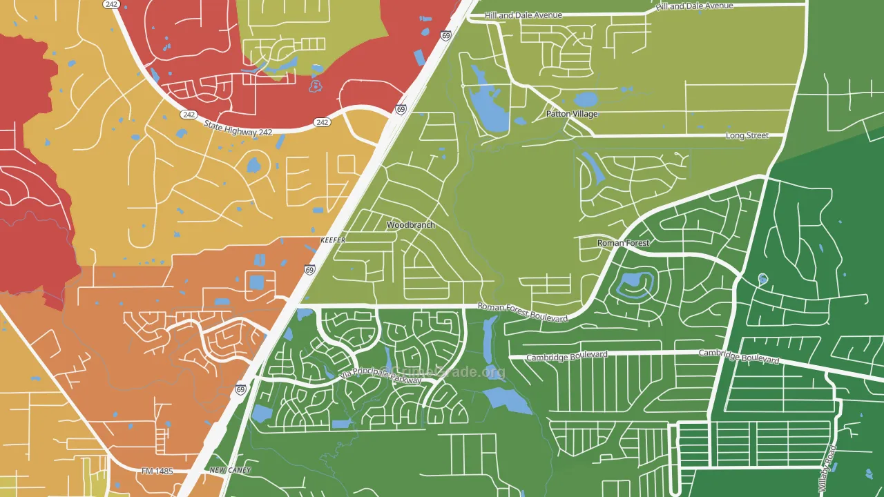 Woodbranch, TX Map of Vandalism Rates