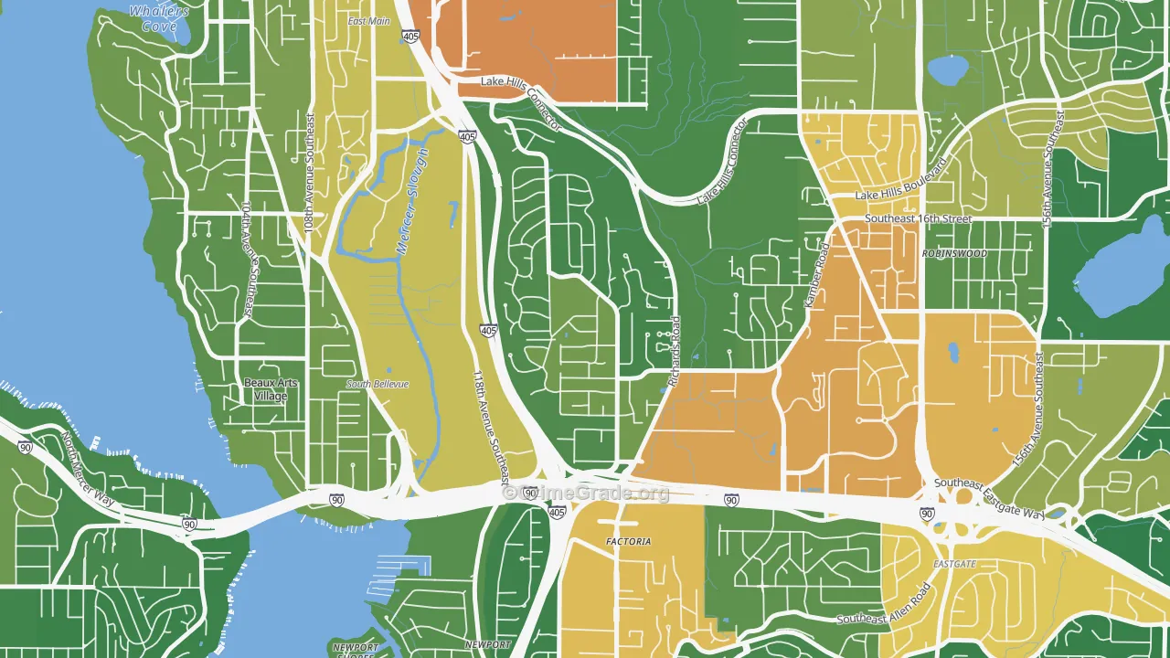 Woodbridge, Bellevue, WA Map of Vandalism Rates
