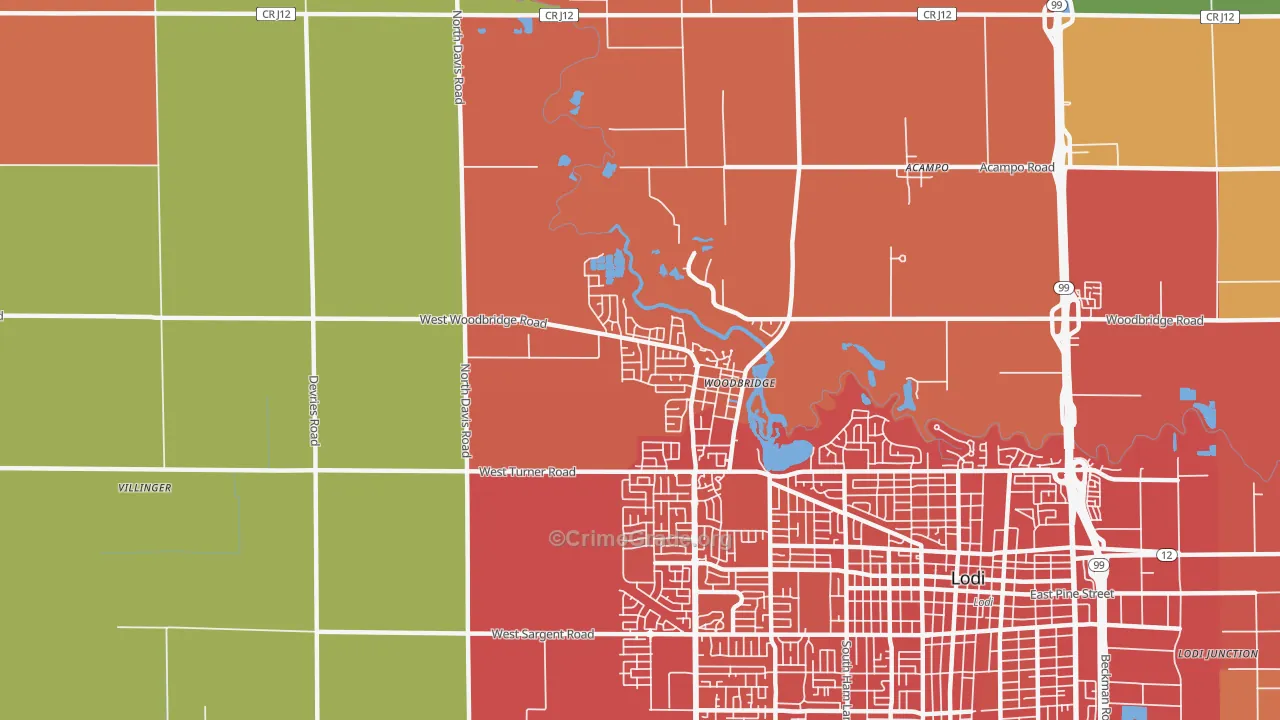 Woodbridge, CA Map of Vandalism Rates
