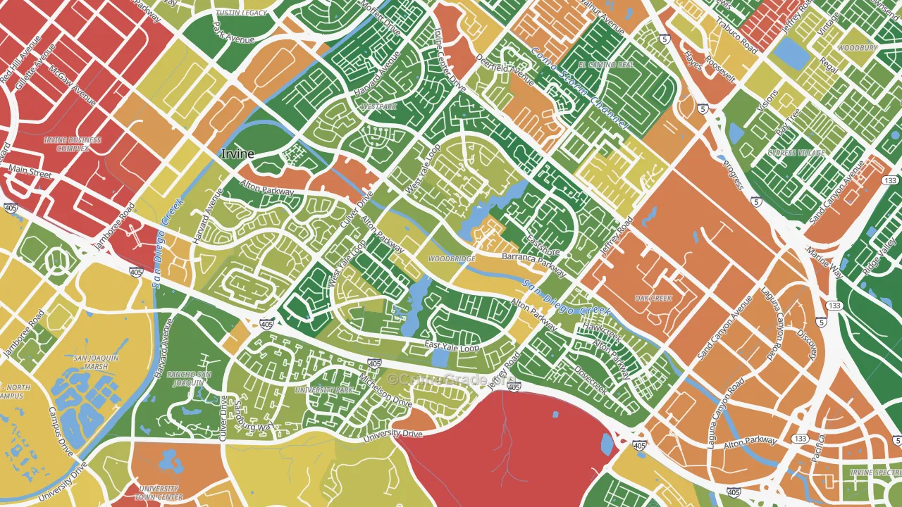 Woodbridge, Irvine, CA Map of Vandalism Rates