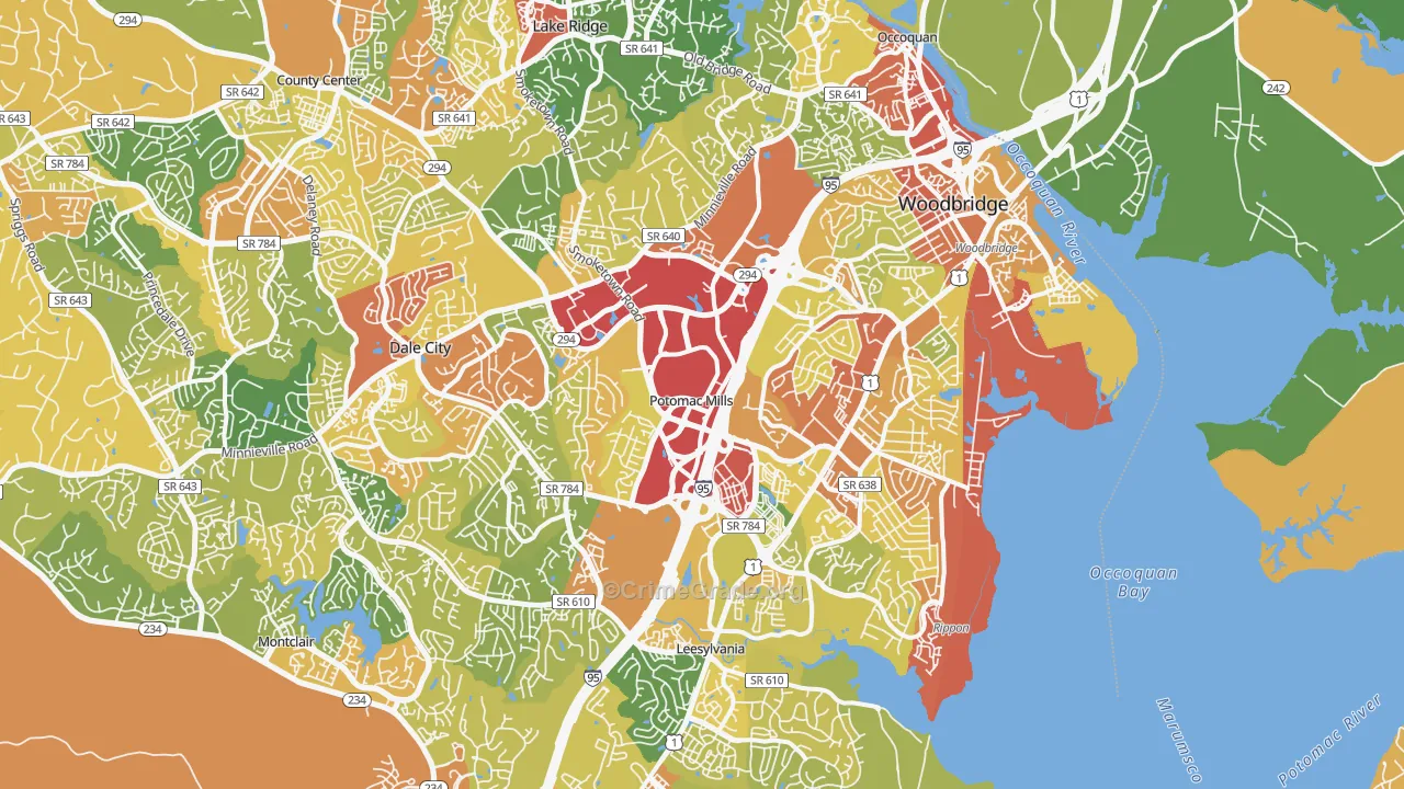 Woodbridge, VA Map of Vandalism Rates