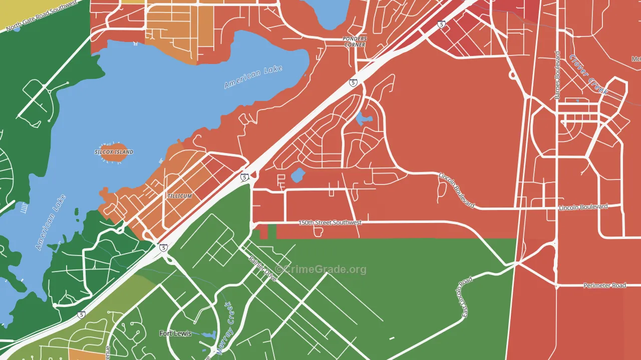 Woodbrook, Lakewood, WA Map of Vandalism Rates