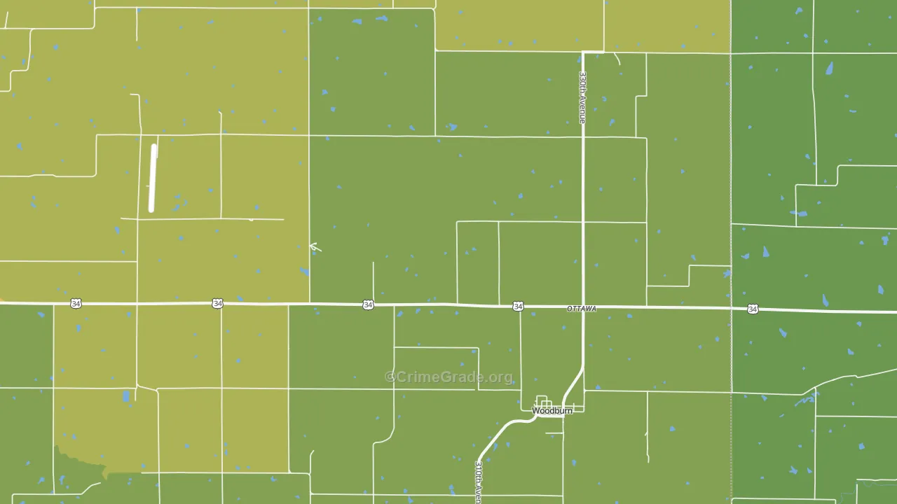 Woodburn, IA Map of Vandalism Rates