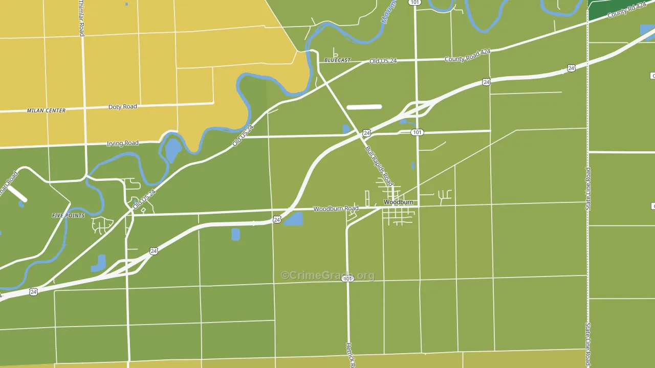 Woodburn, IN Map of Vandalism Rates