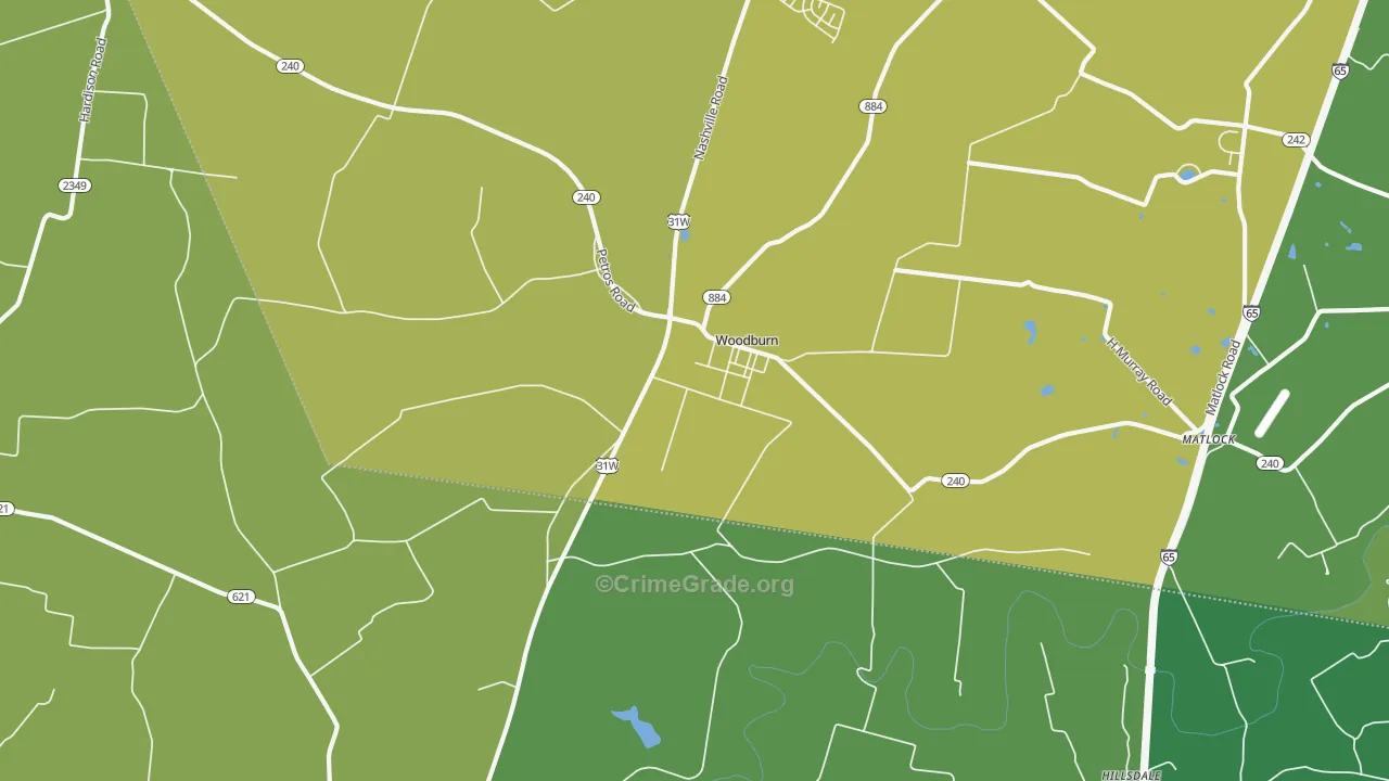 Woodburn, KY Map of Vandalism Rates