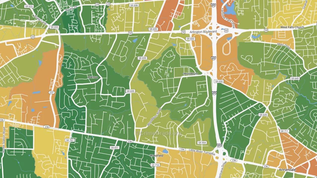 Woodburn, VA Map of Vandalism Rates