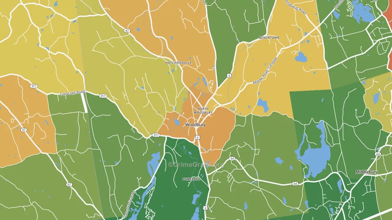 Woodbury, CT Map of Vandalism Rates