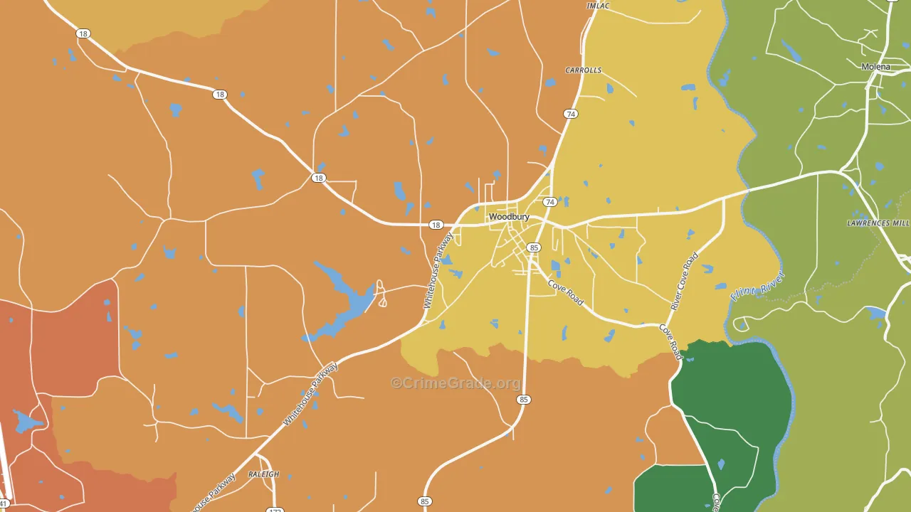 Woodbury, GA Map of Vandalism Rates