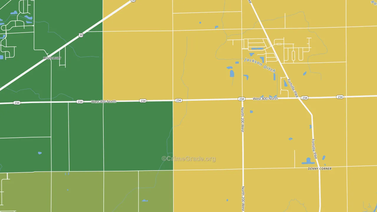 Woodbury, IN Map of Vandalism Rates