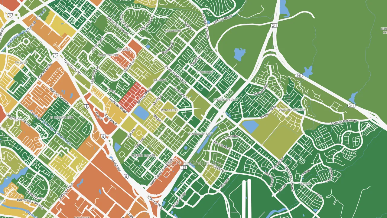 Woodbury, Irvine, CA Map of Vandalism Rates