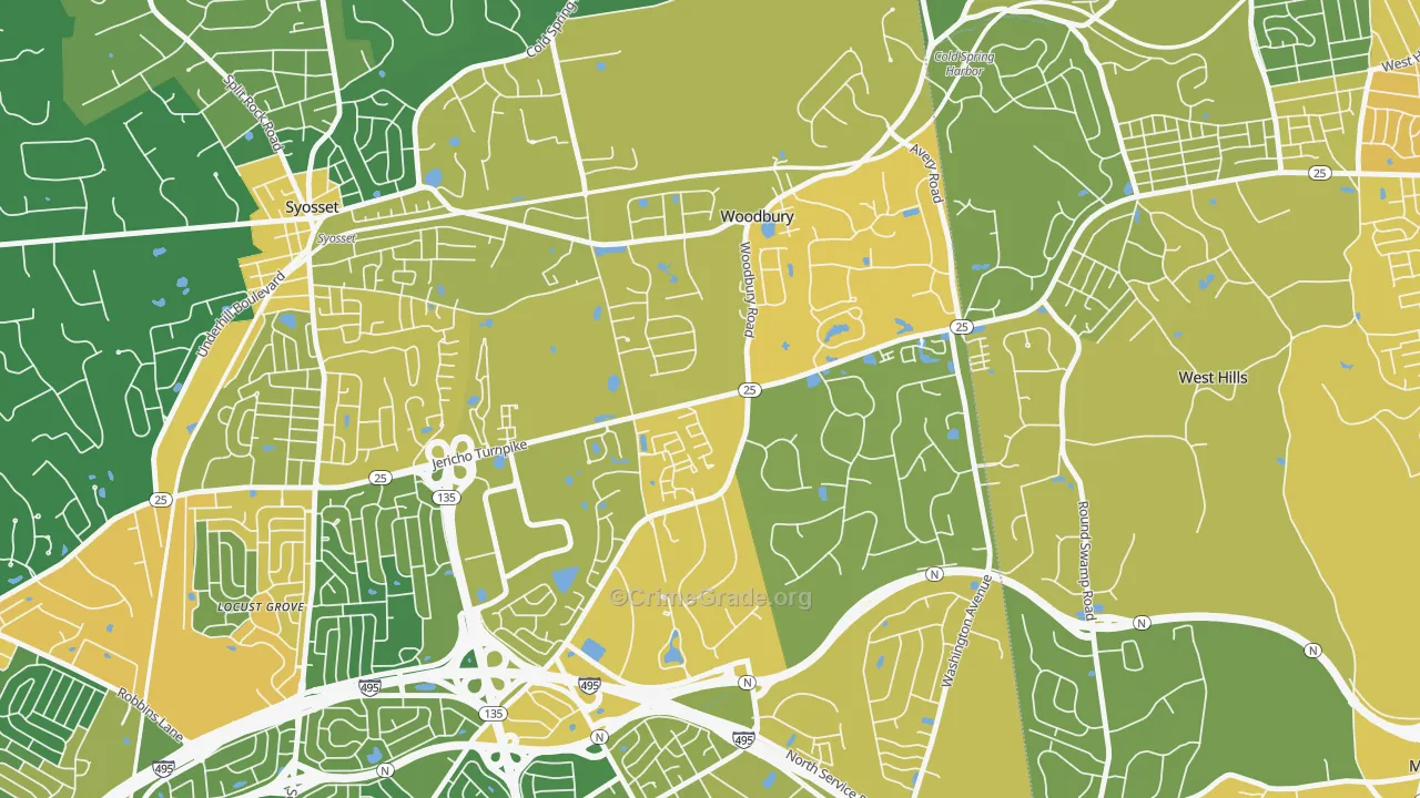 Woodbury, NY Map of Vandalism Rates