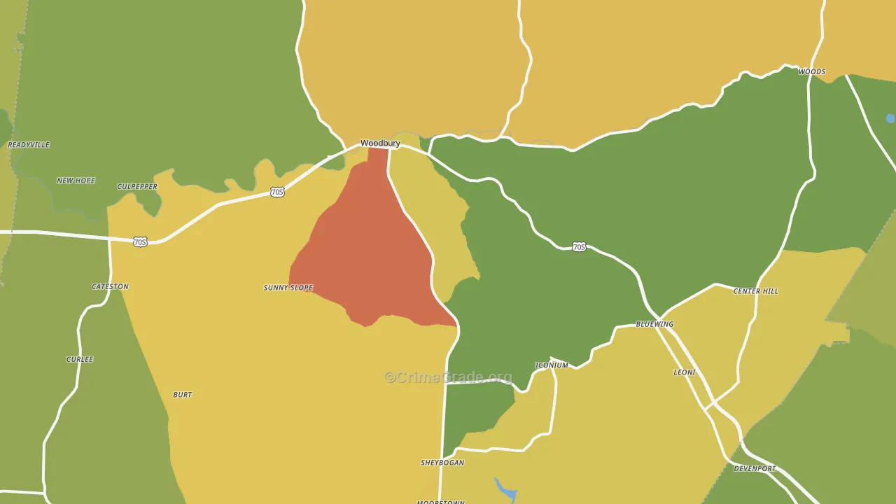 Woodbury, TN Map of Vandalism Rates