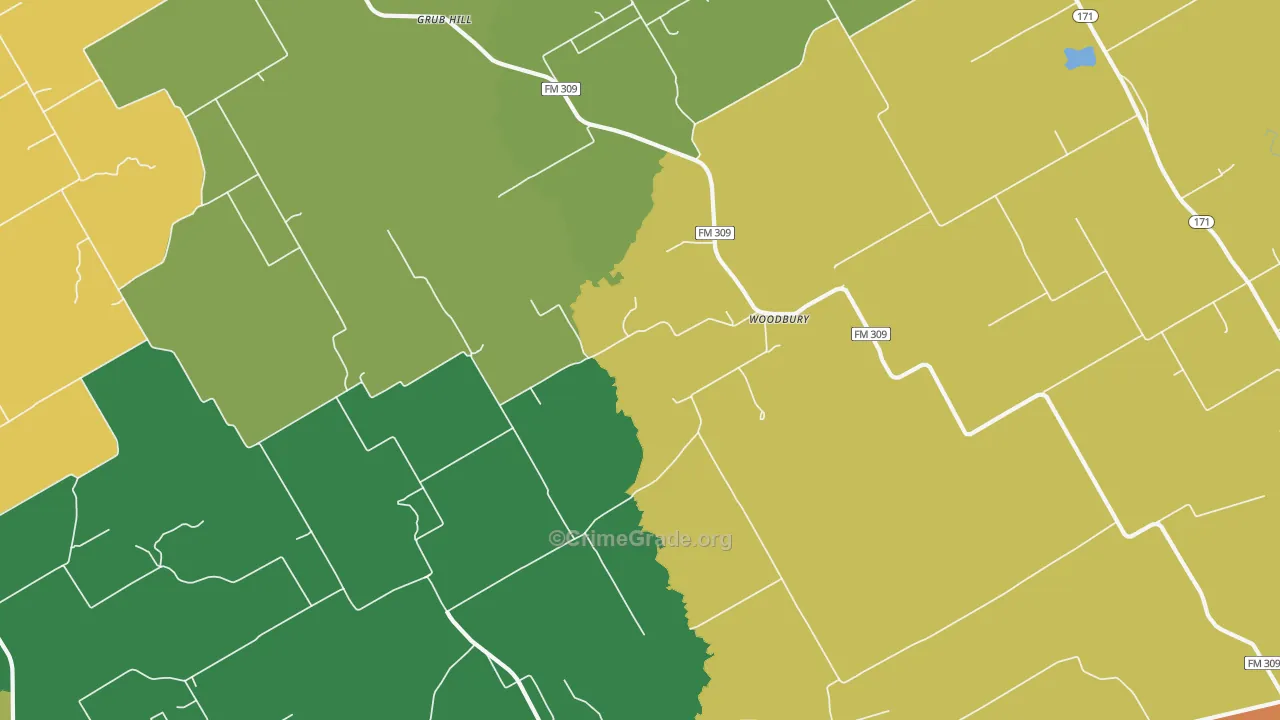 Woodbury, TX Map of Vandalism Rates