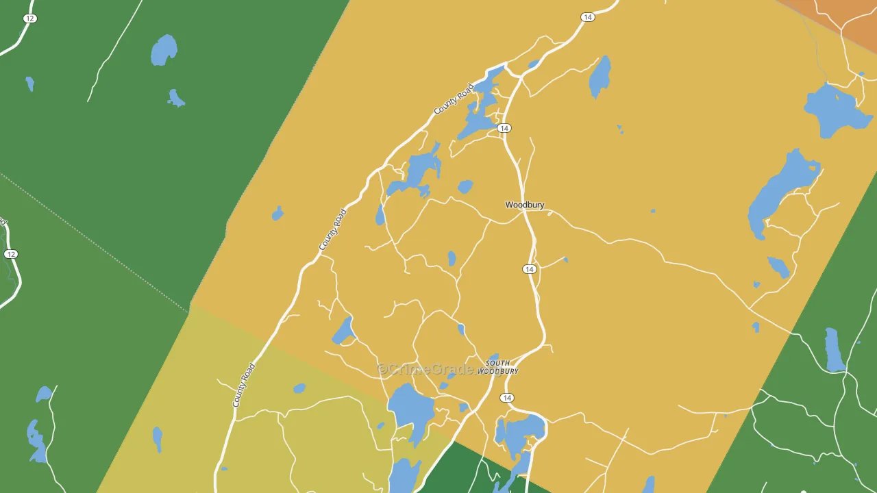 Woodbury, VT Map of Vandalism Rates