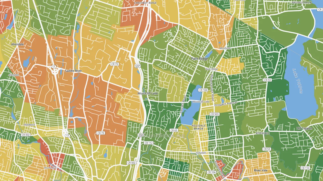 Woodcliff Lake, NJ Map of Vandalism Rates
