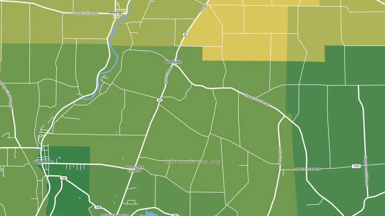 Woodcock, PA Map of Vandalism Rates