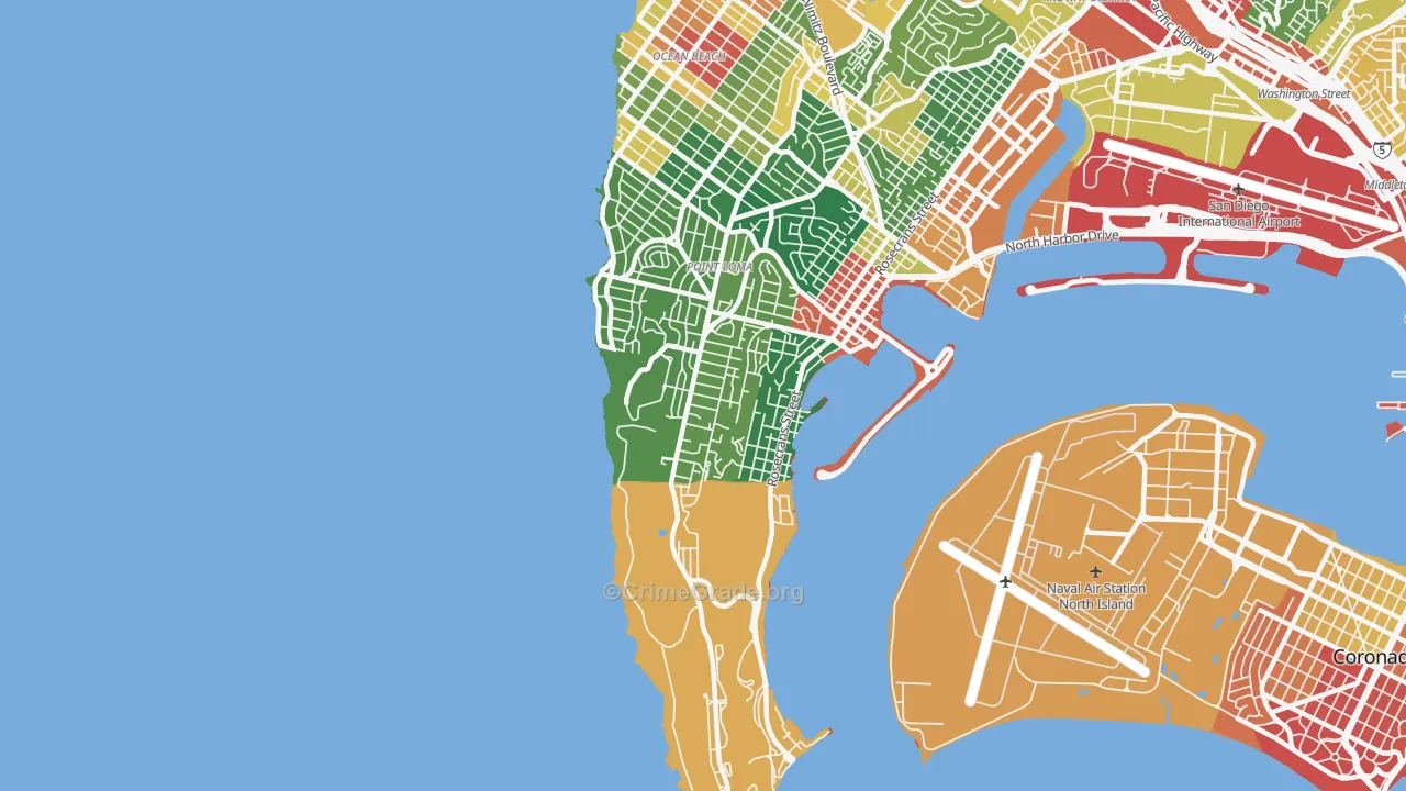 Wooded Area, San Diego, CA Map of Vandalism Rates