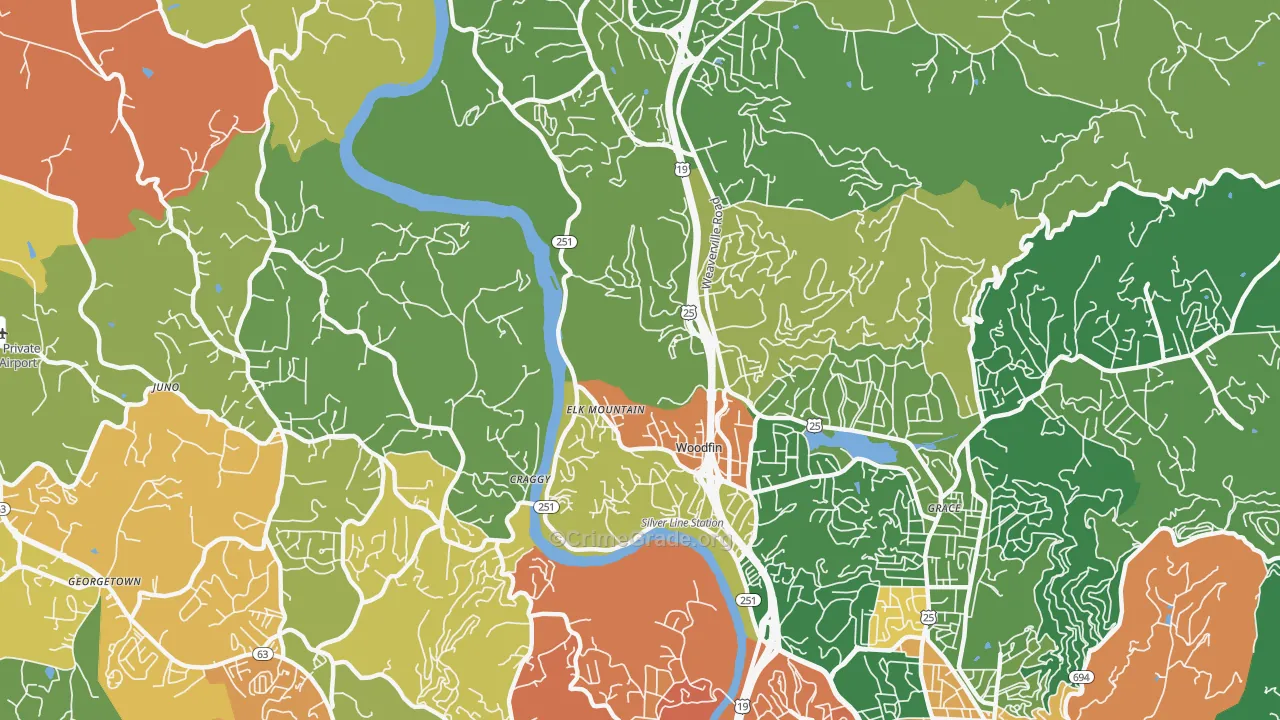 Woodfin, NC Map of Vandalism Rates
