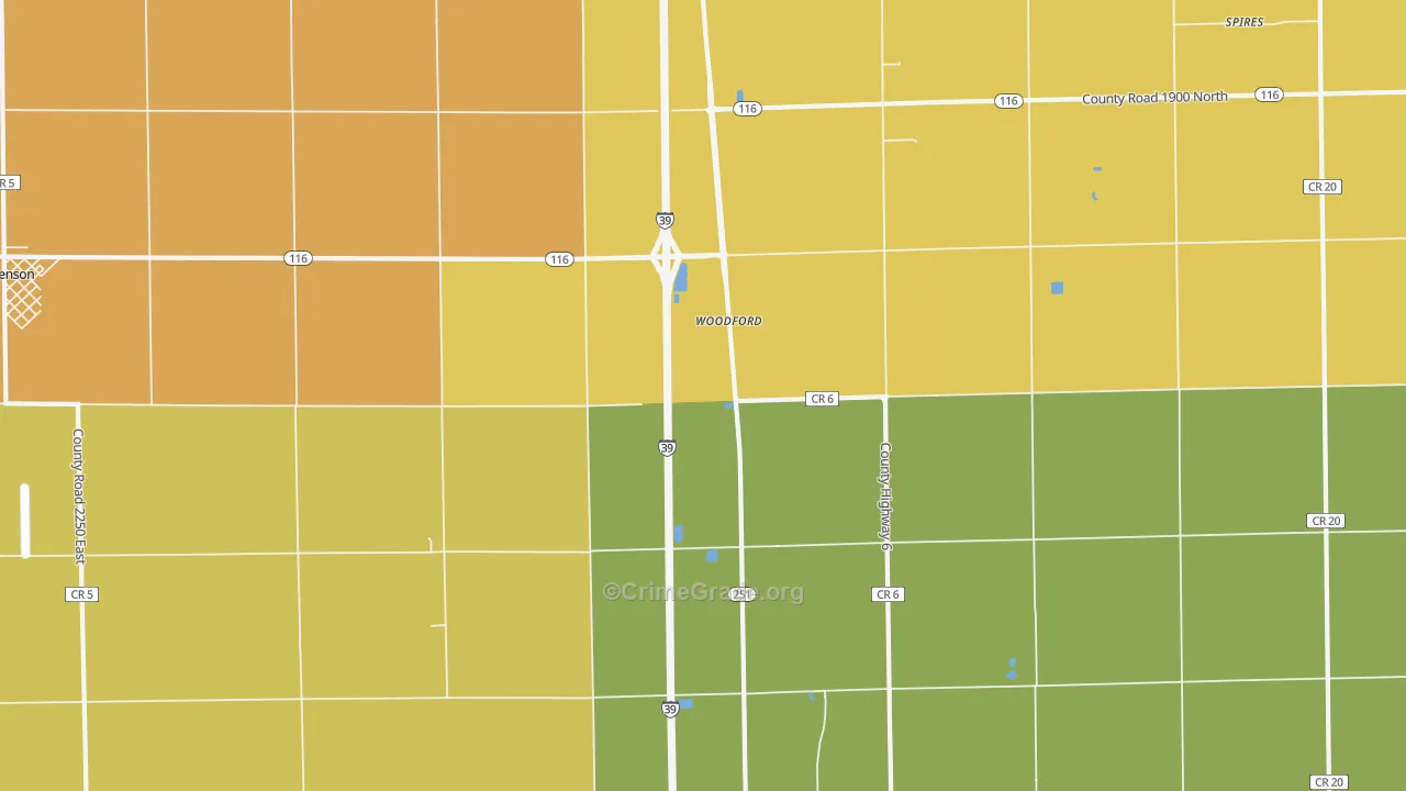 Woodford, IL Map of Vandalism Rates