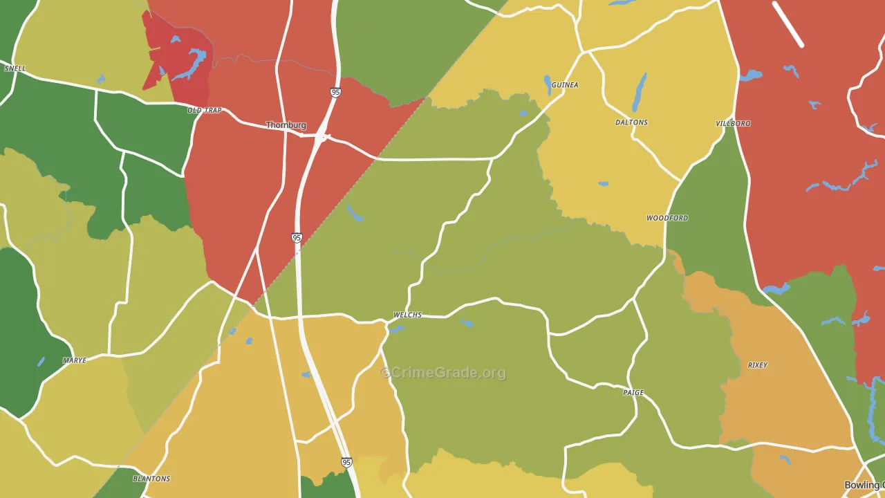 Woodford, VA Map of Vandalism Rates