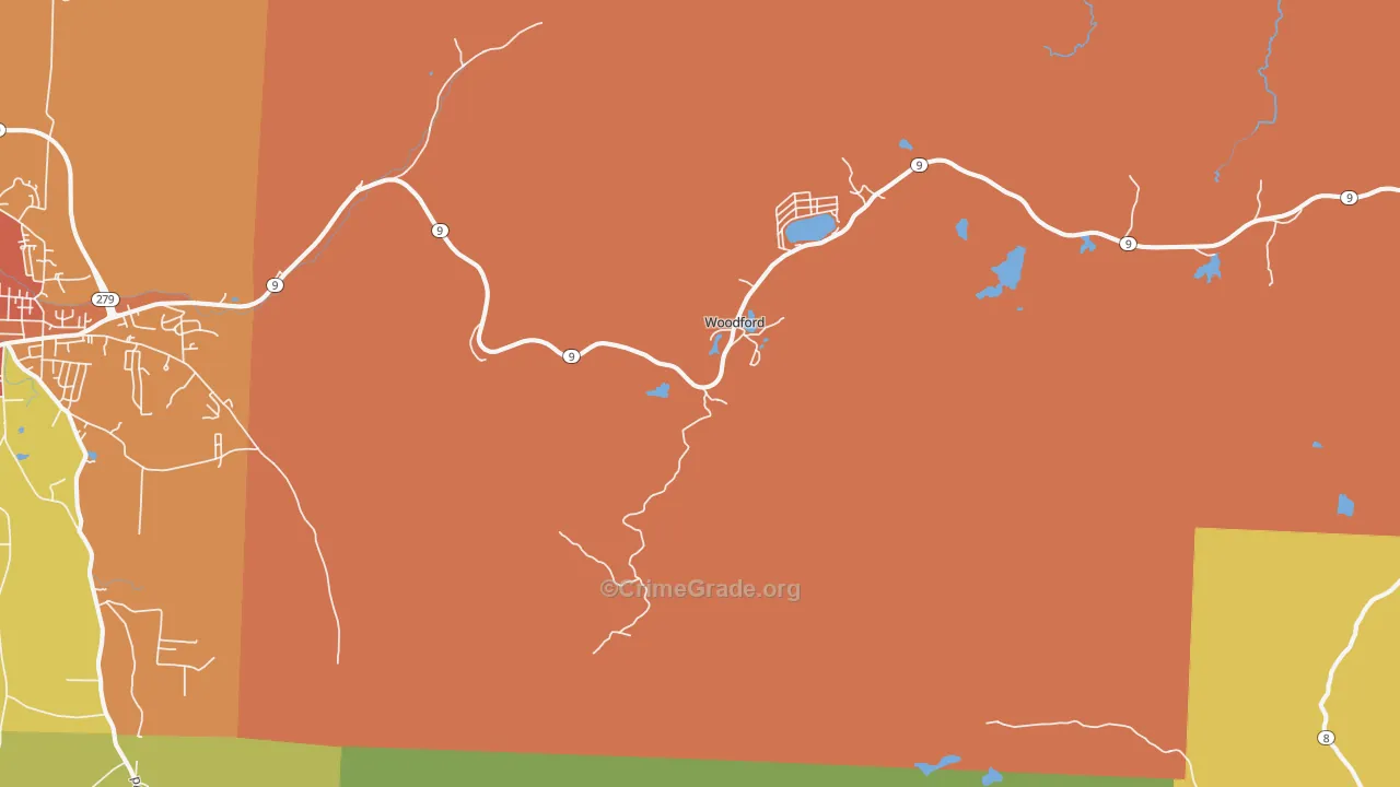 Woodford, VT Map of Vandalism Rates