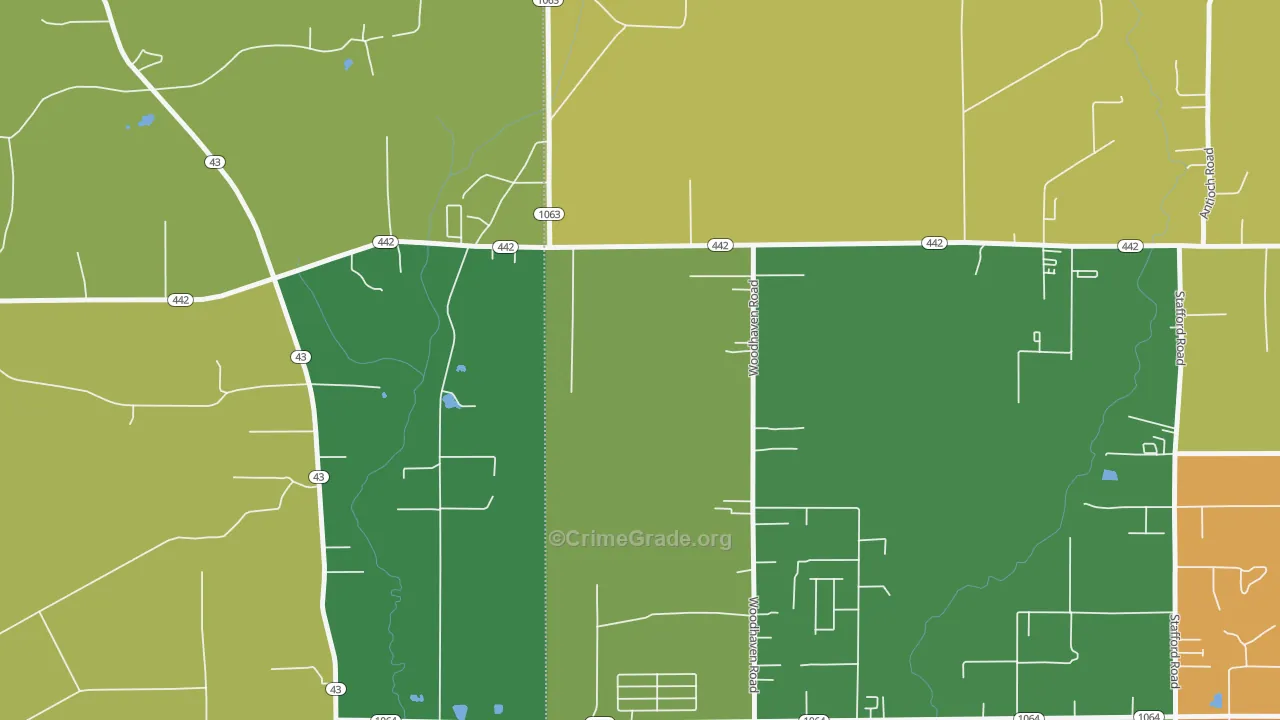 Woodhaven, LA Map of Vandalism Rates