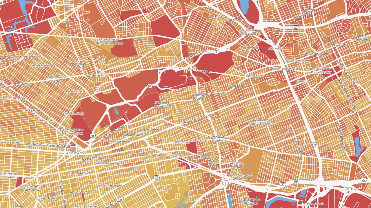 Woodhaven, Queens, NY Map of Vandalism Rates