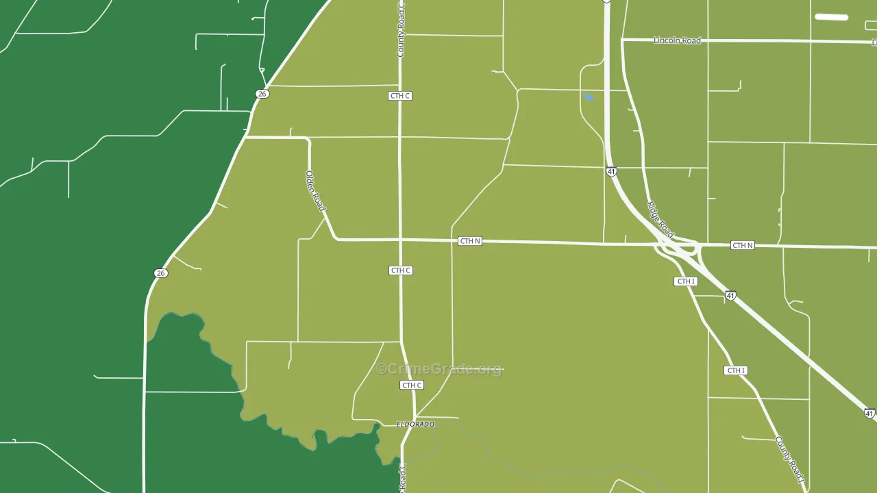 Woodhull, WI Map of Vandalism Rates
