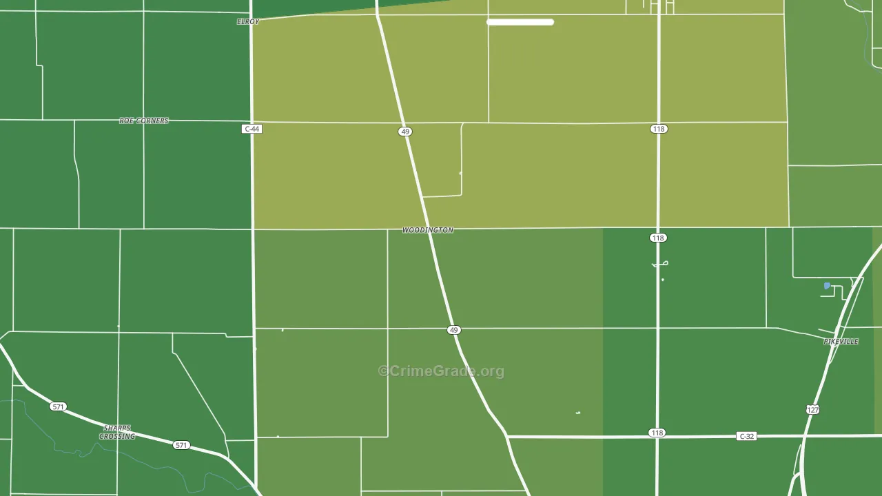 Woodington, OH Map of Vandalism Rates