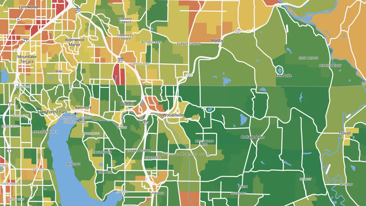 Woodinville, WA Map of Vandalism Rates