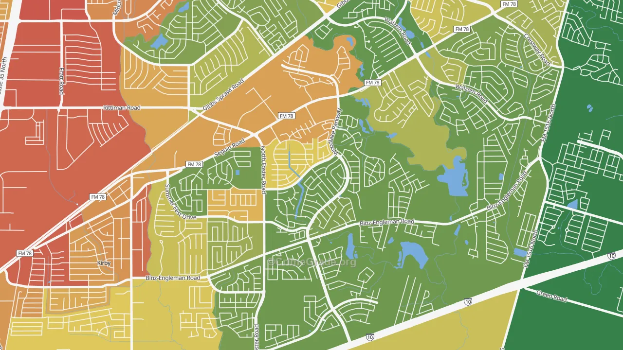 Woodlake, San Antonio, TX Map of Vandalism Rates