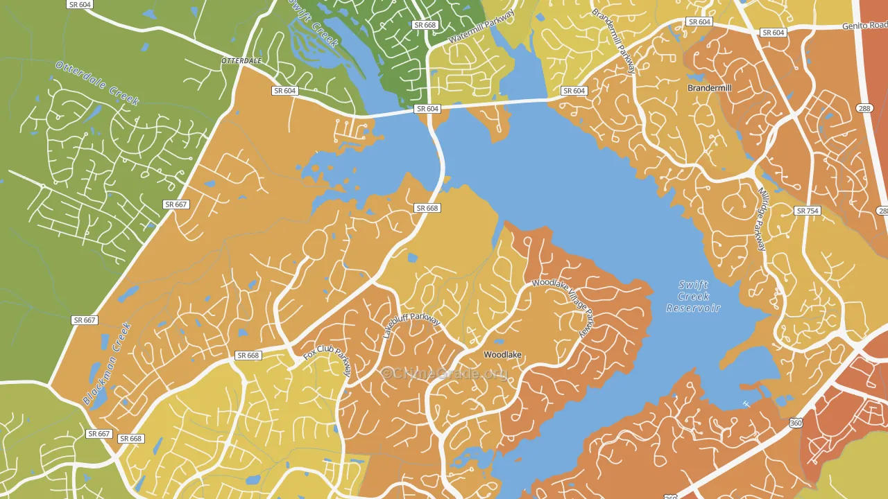 Woodlake, VA Map of Vandalism Rates