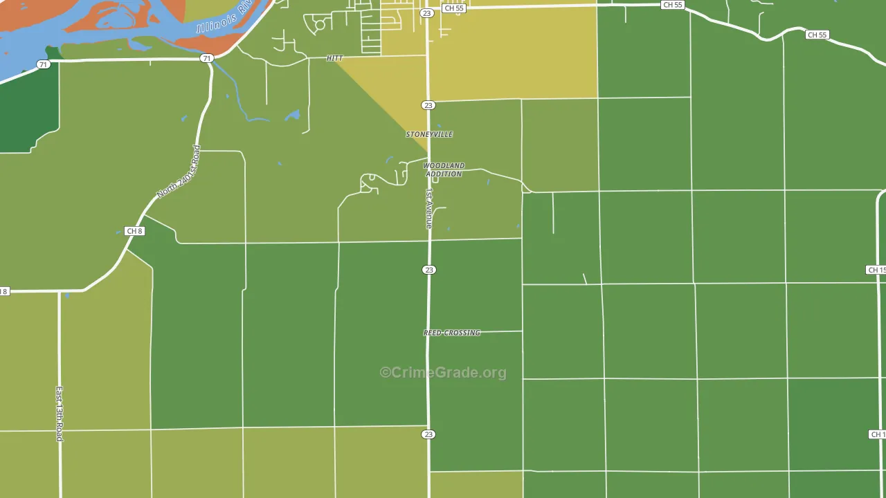 Woodland Addition, IL Map of Vandalism Rates