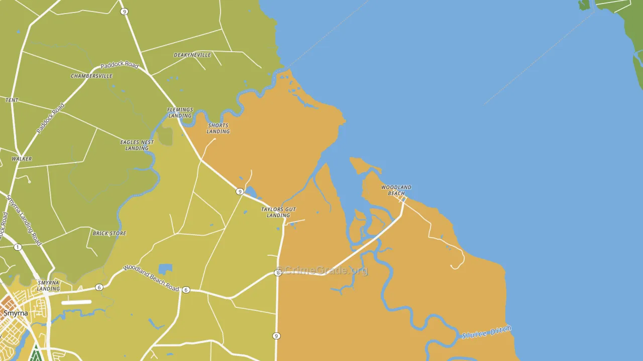 Woodland Beach, DE Map of Vandalism Rates