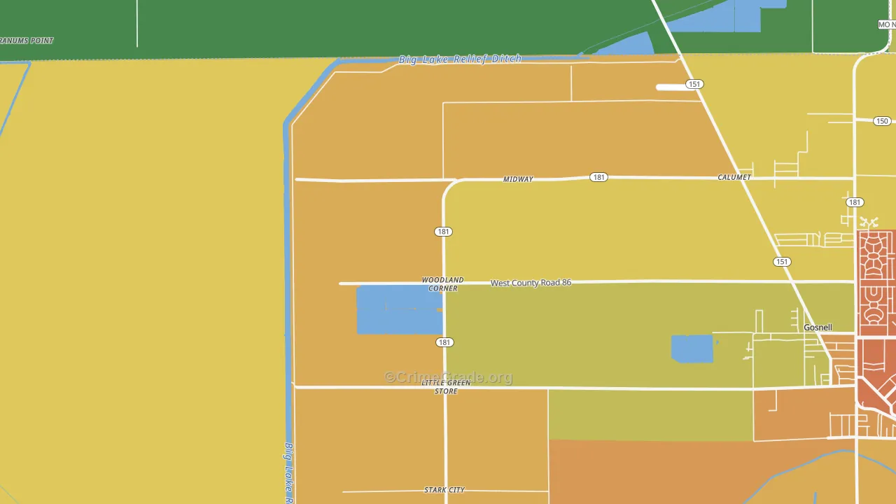 Woodland Corner, AR Map of Vandalism Rates