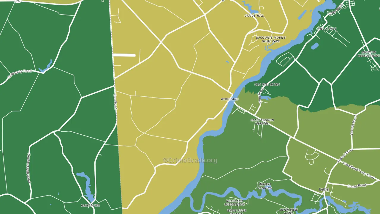 Woodland, DE Map of Vandalism Rates