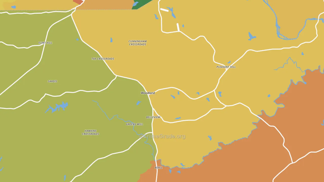 Woodland, GA Map of Vandalism Rates