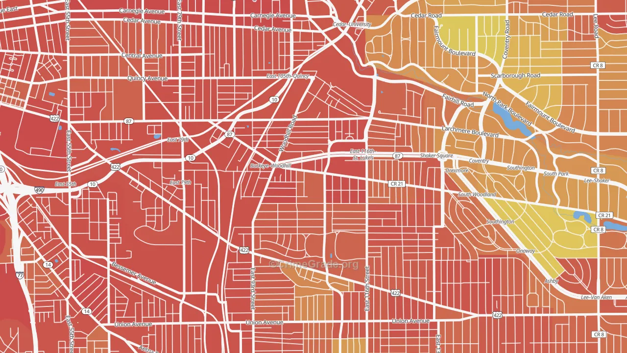 Woodland Hills, Cleveland, OH Map of Vandalism Rates