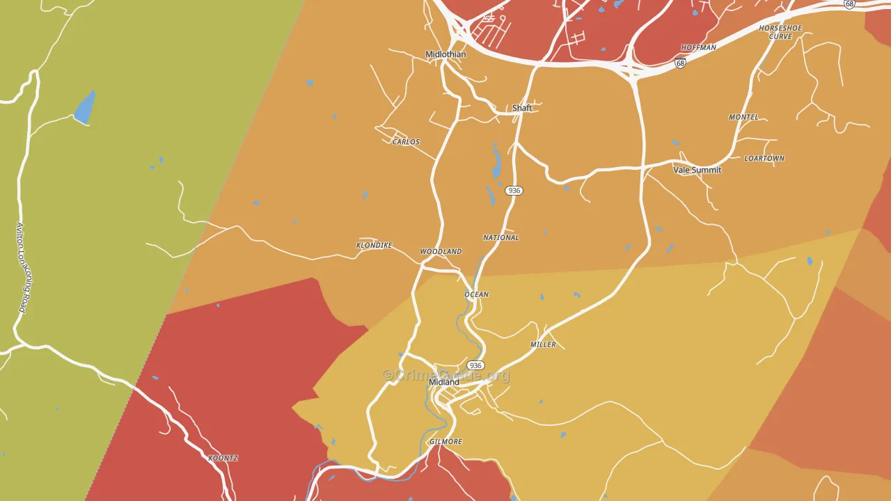 Woodland, MD Map of Vandalism Rates